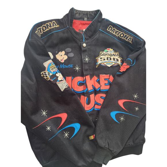 Disney Jeff Hamilton Jacket Mens Large Mickey Daytona NASCAR Embroidered Bomber - Picture 10 of 16